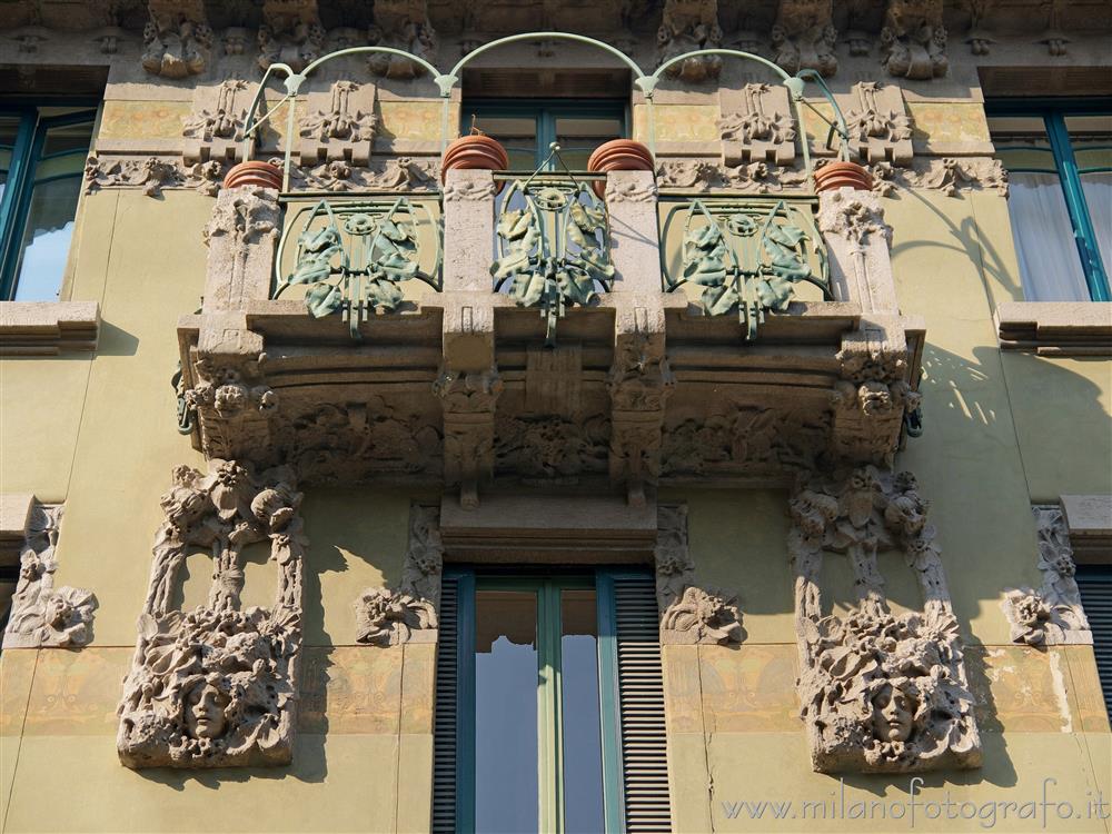 Milan (Italy) - Balcony of House Campanini